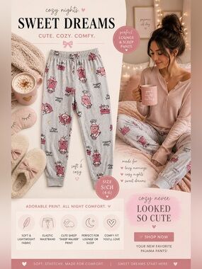Secret Treasures Sleepwear Sheep Walker Pajama Pants Cozy Lounge S/CH 4-6